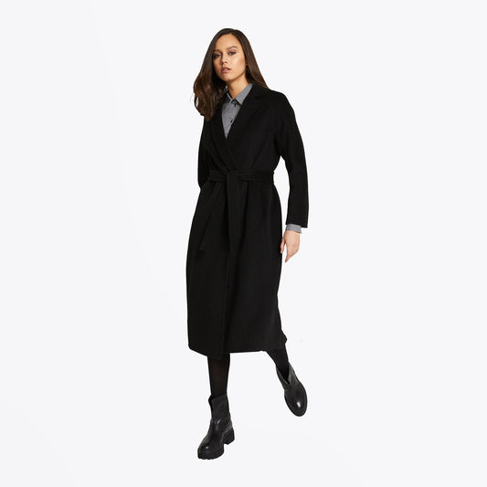 Long Belted Coat - Black
