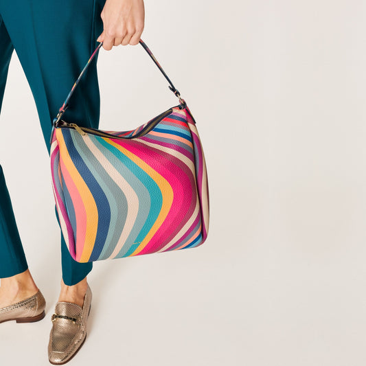 Leather Swirl Hobo Bag - Multi