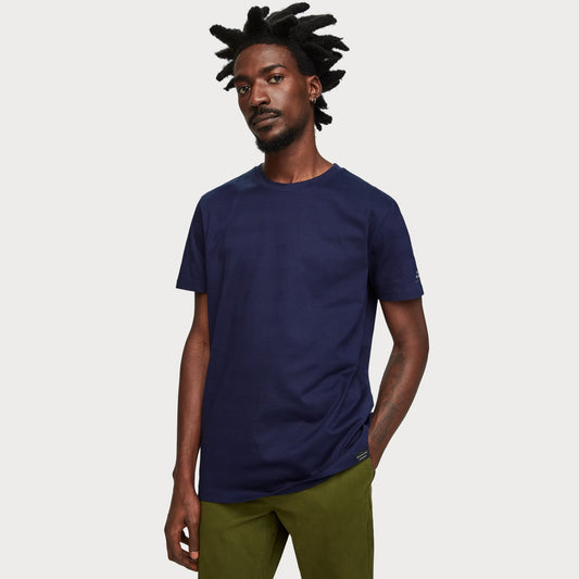 - Stripe Crew Neck Tee - Navy