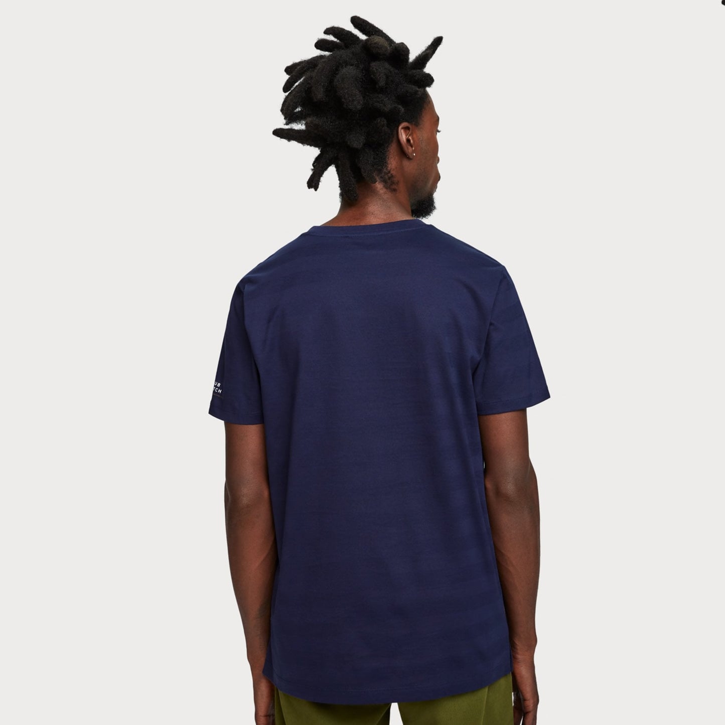 - Stripe Crew Neck Tee - Navy