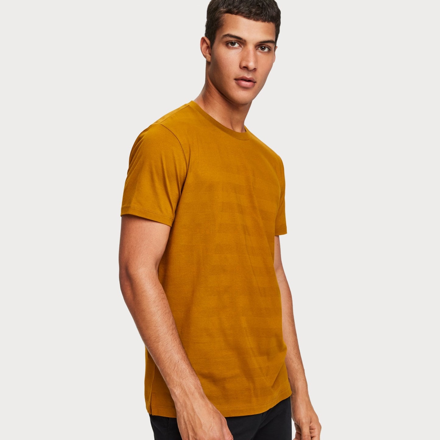 - Stripe Crew Neck Tee - Mustard