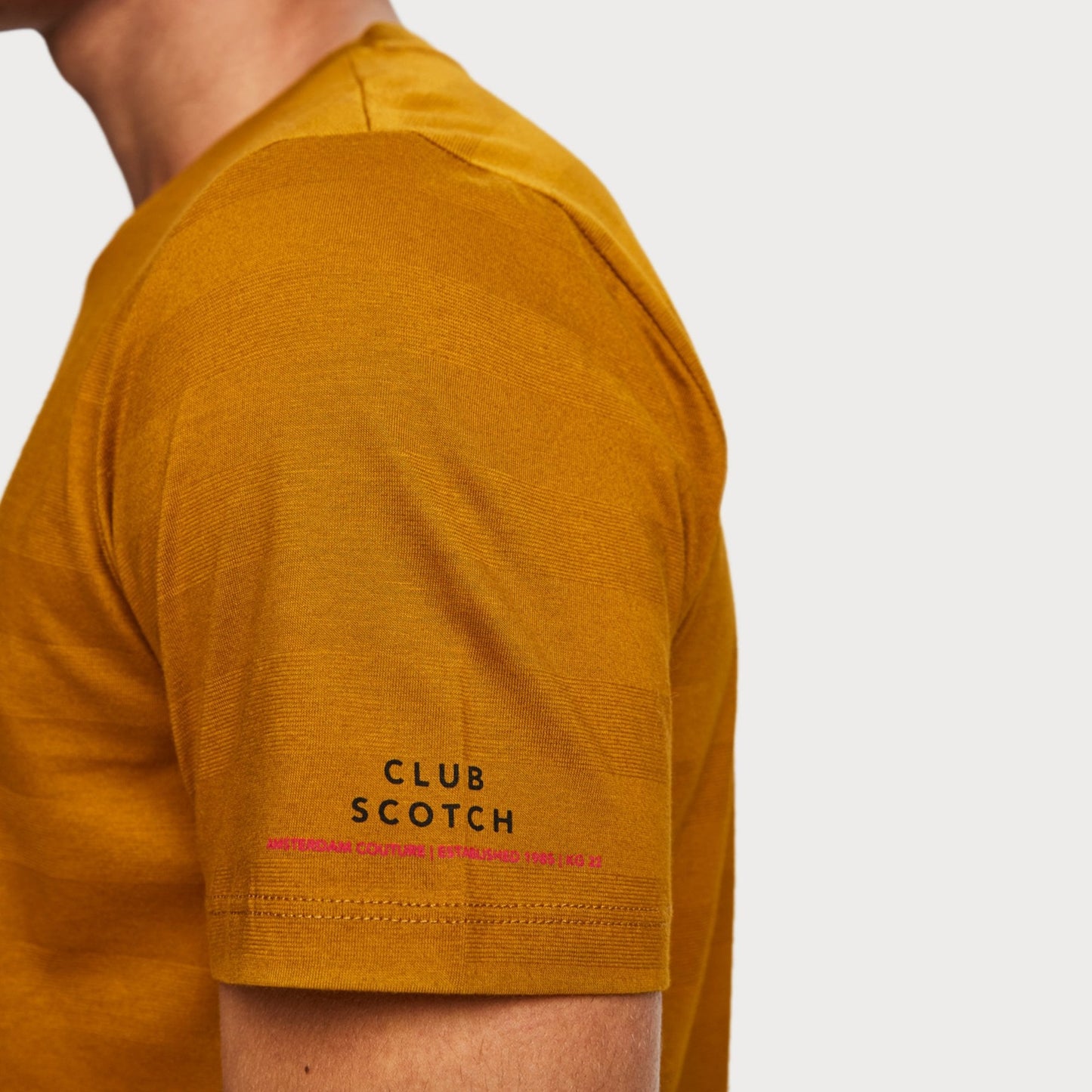 - Stripe Crew Neck Tee - Mustard