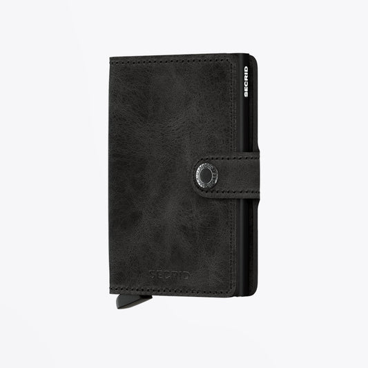 Mini Wallet - Vintage Black Leather
