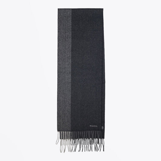 - Two-Tone Herringbone Scarf - Grey/Black