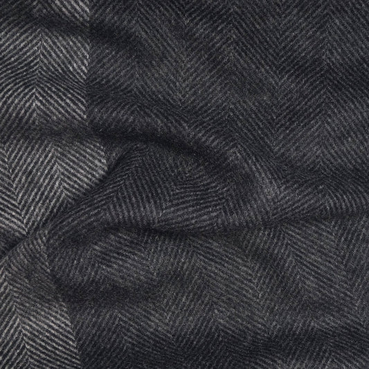 - Two-Tone Herringbone Scarf - Grey/Black