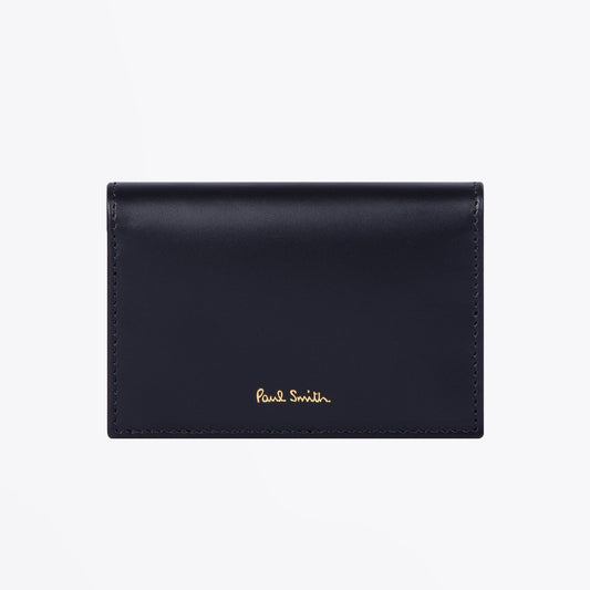 Leather Fold-Over Card Wallet - Dark Navy