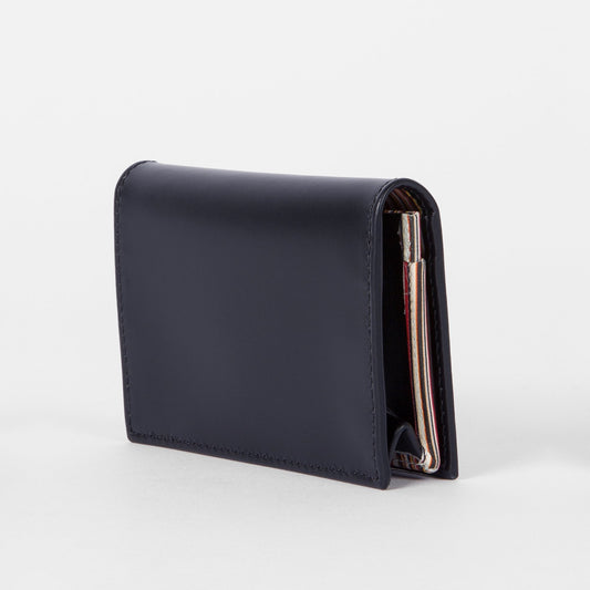 Leather Fold-Over Card Wallet - Dark Navy