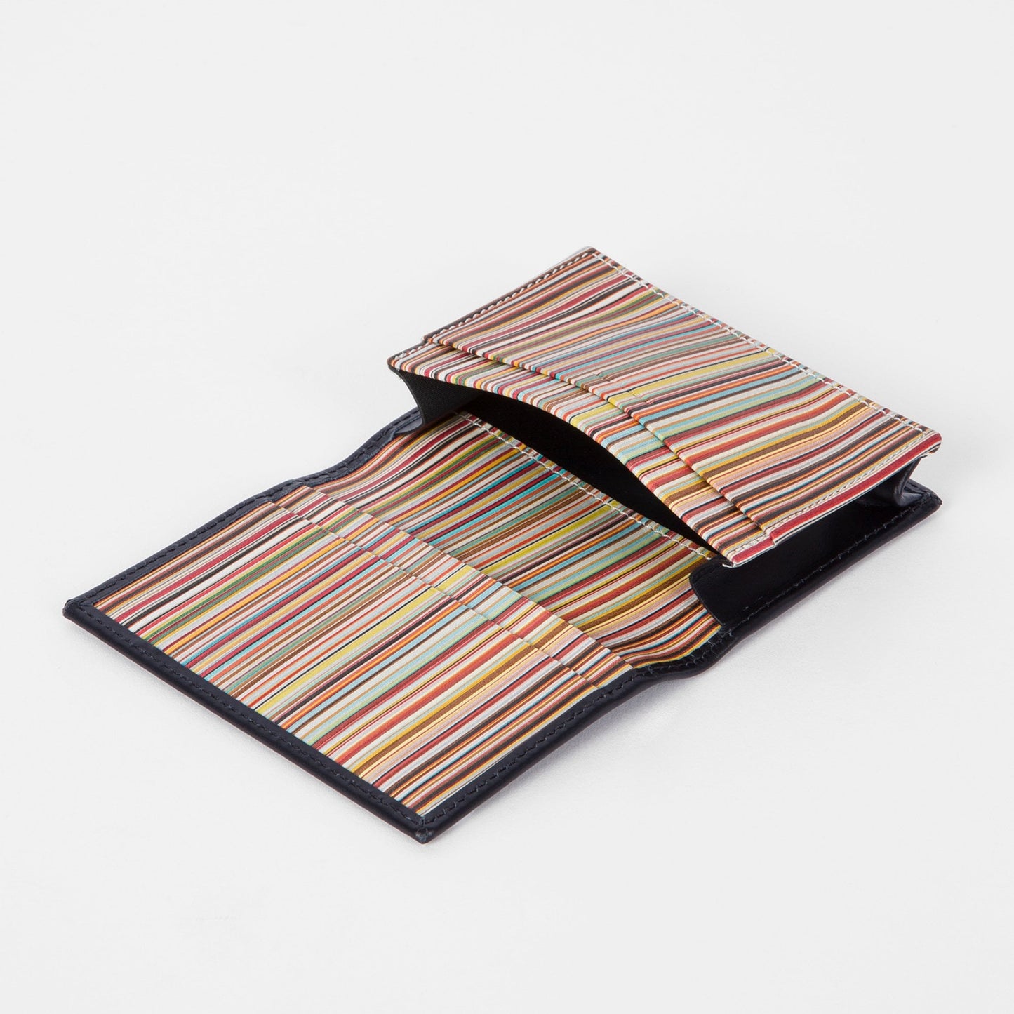 Leather Fold-Over Card Wallet - Dark Navy
