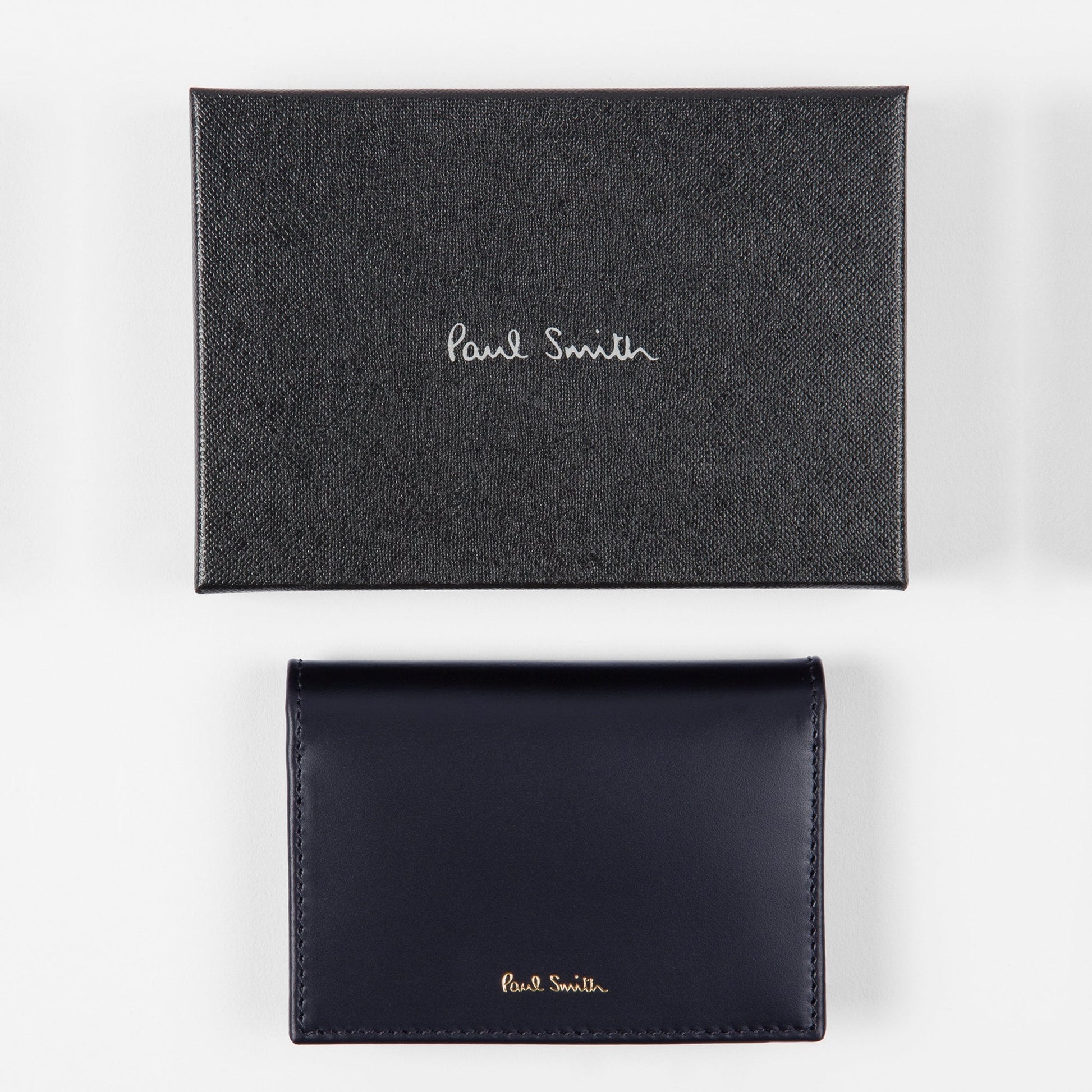 Paul Leather Fold-Over Card Wallet - Dark Navy