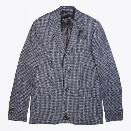 - Textured Wool-Blend Blazer - Blue