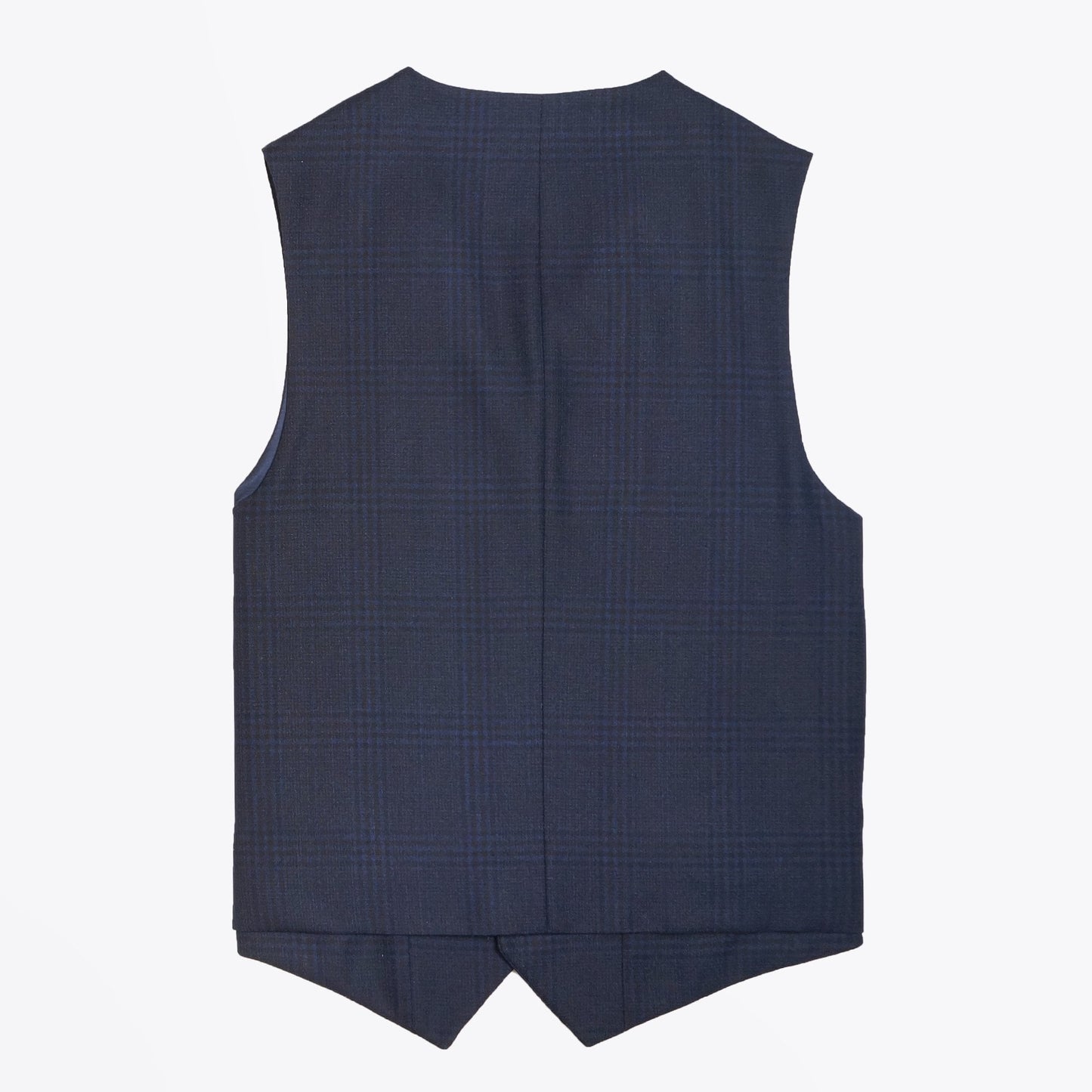 - Wool Check Waistcoat - Navy