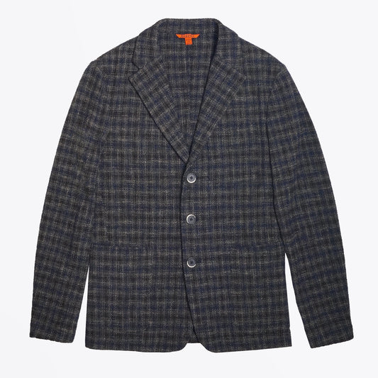 - Relaxed Checked Blazer - Navy/Beige