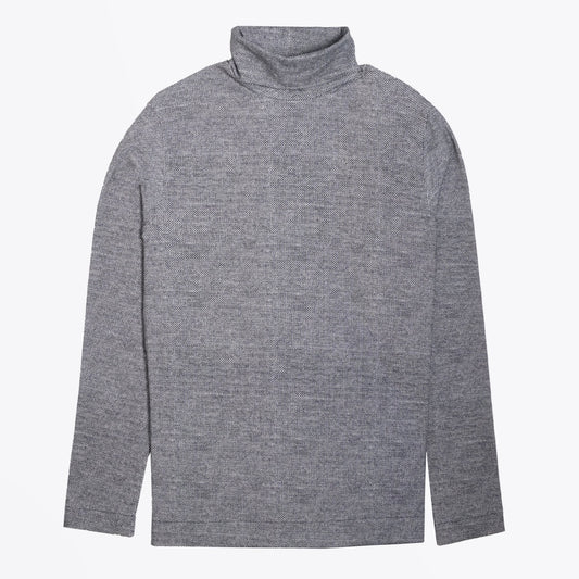 - Printed Roll-Neck Sweater - Blue