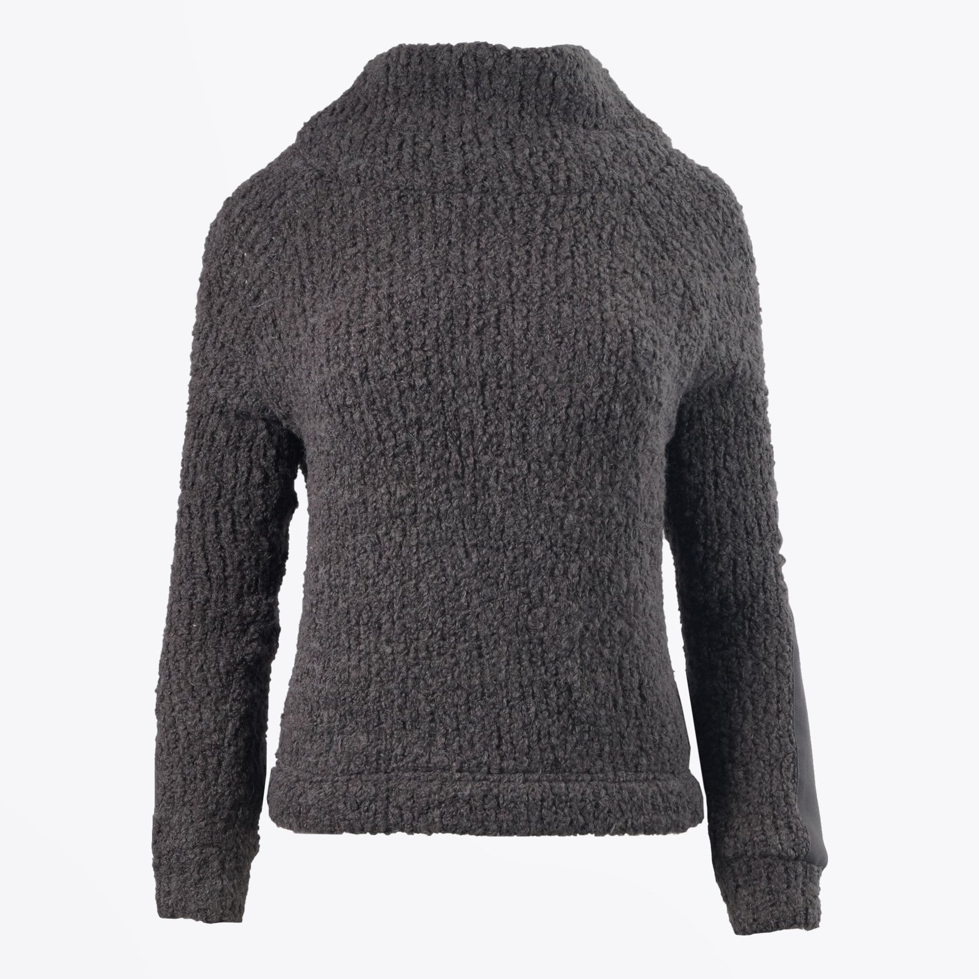 Ania High Neck Curly Knit Sweater - Grey