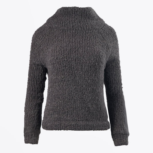 High Neck Curly Knit Sweater - Grey