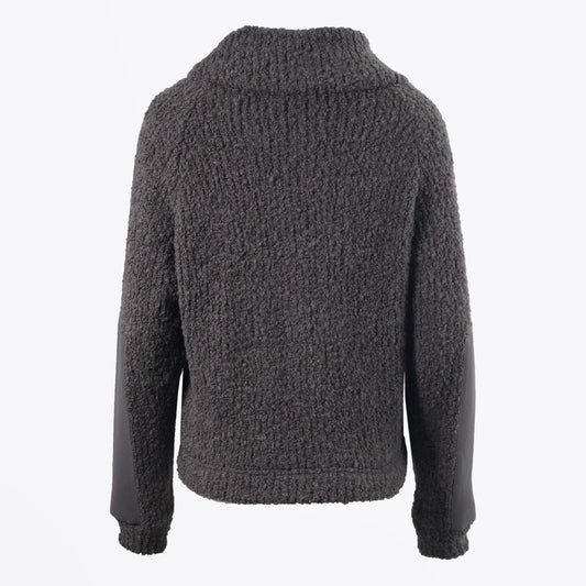 High Neck Curly Knit Sweater - Grey