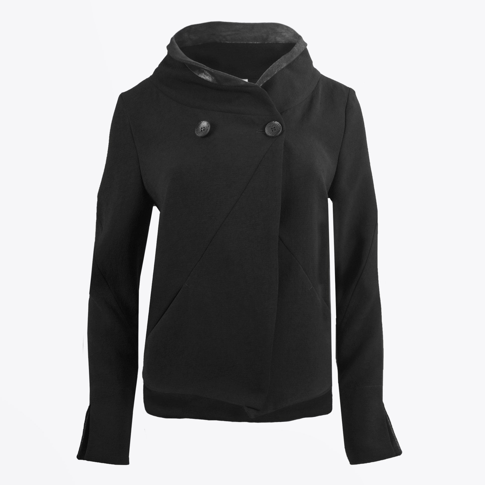 Ania Leather Trim Jacket - Black