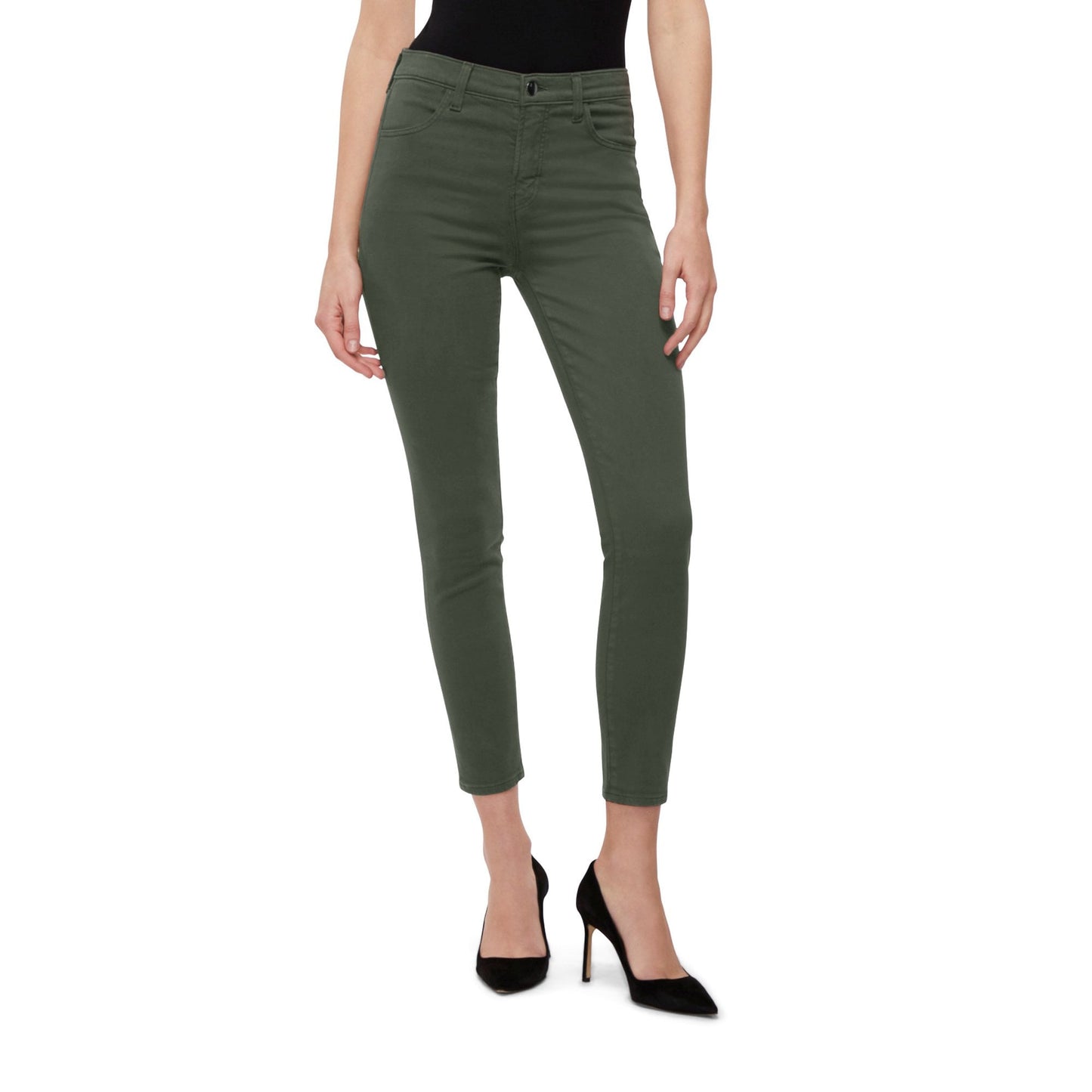 - Alana - High Rise Crop Skinny Jeans - Green