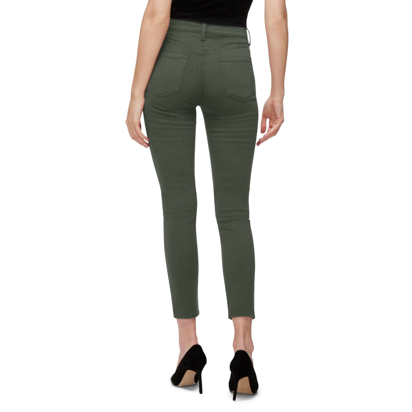 - Alana - High Rise Crop Skinny Jeans - Green