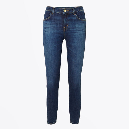 - Alana - High Rise Crop Skinny Jeans - Blue
