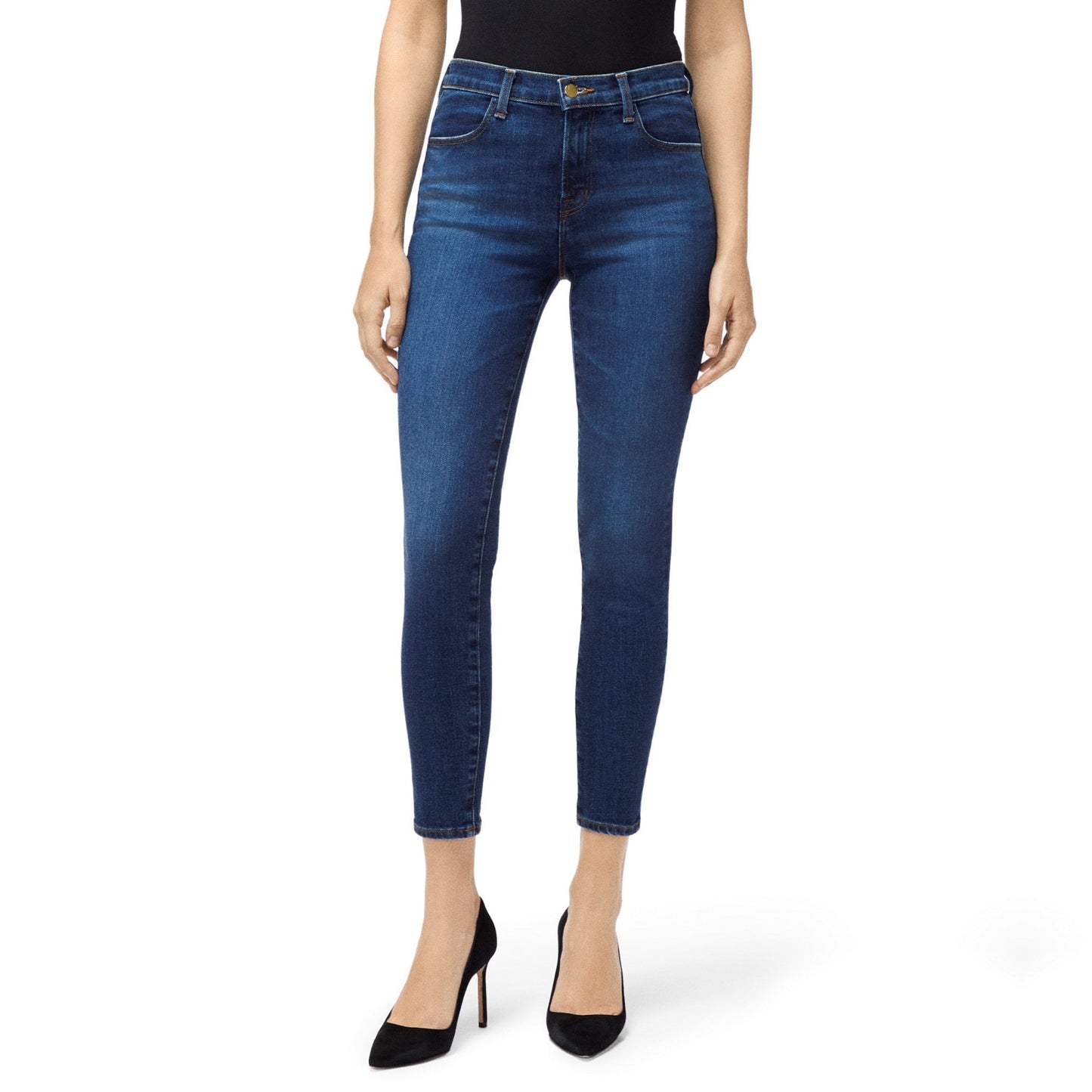 - Alana - High Rise Crop Skinny Jeans - Blue