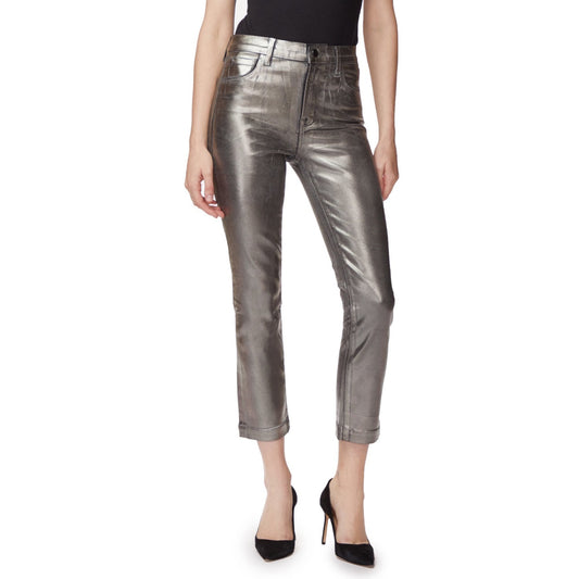 - Ruby - High Rise Crop Cigarette Jeans - Galactic Silver