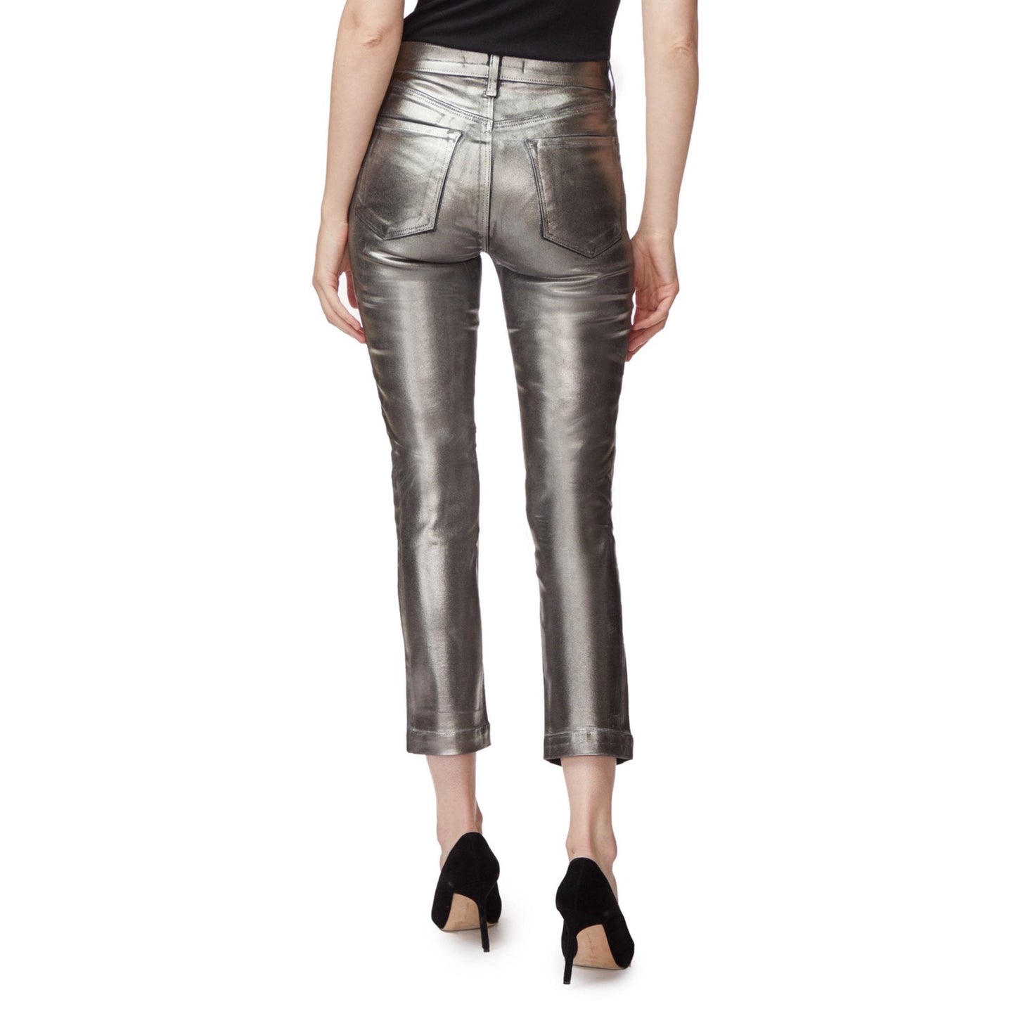 - Ruby - High Rise Crop Cigarette Jeans - Galactic Silver