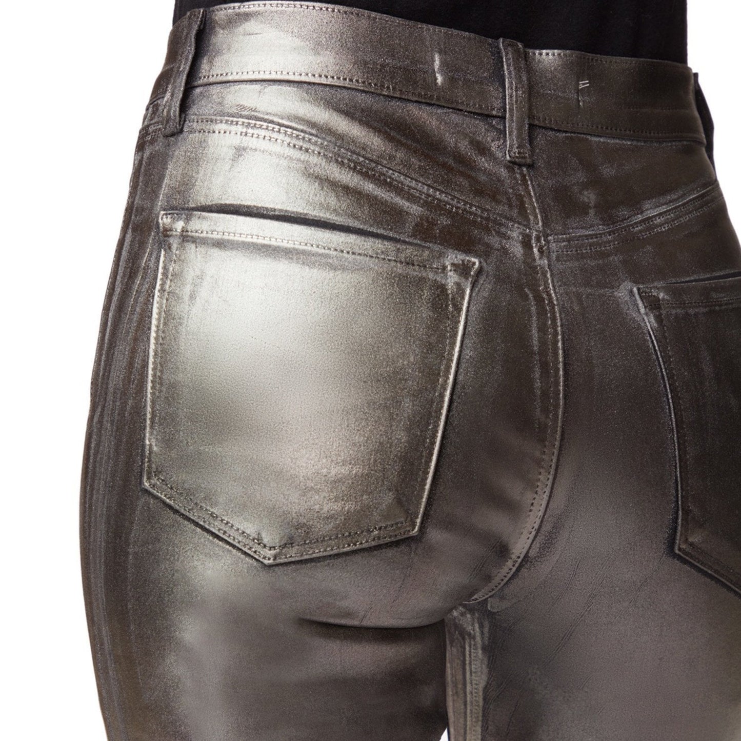 - Ruby - High Rise Crop Cigarette Jeans - Galactic Silver