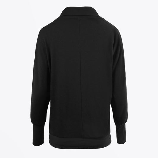 - Cotton Zip Knitted Sweater - Black