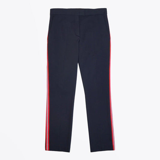 - Slim Fit Stripe Trousers - Dark Navy