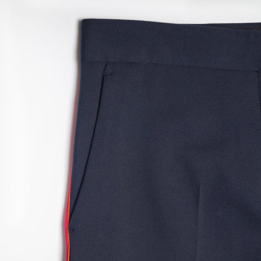 - Slim Fit Stripe Trousers - Dark Navy
