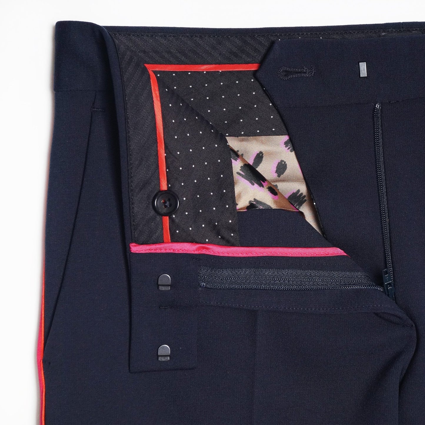 - Slim Fit Stripe Trousers - Dark Navy