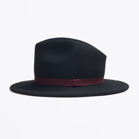 - Wool Felt Fedora Hat - Black