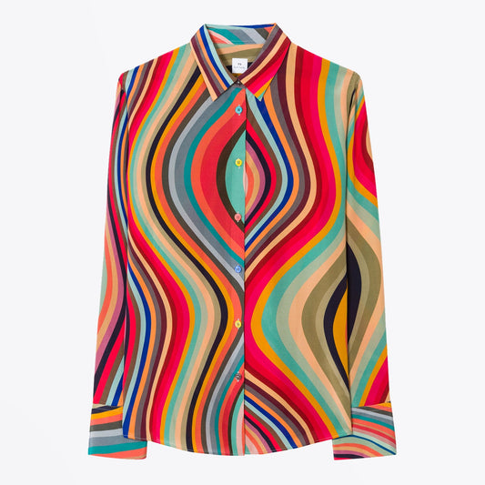 - 'Swirl' Print Silk Shirt - Multi