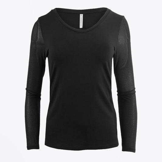 -  Mesh Sleeve Top - Black