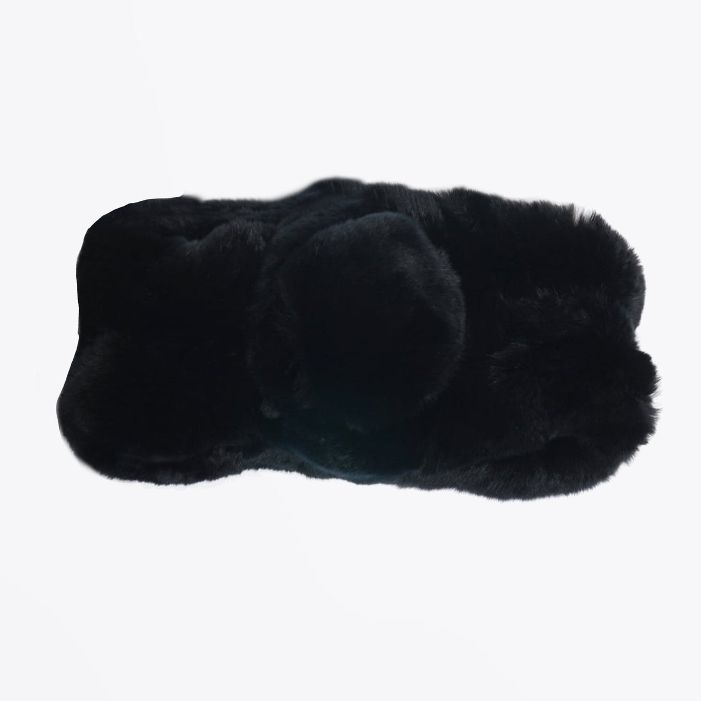 - Rabbit Fur Pom Pom Scarf - Black