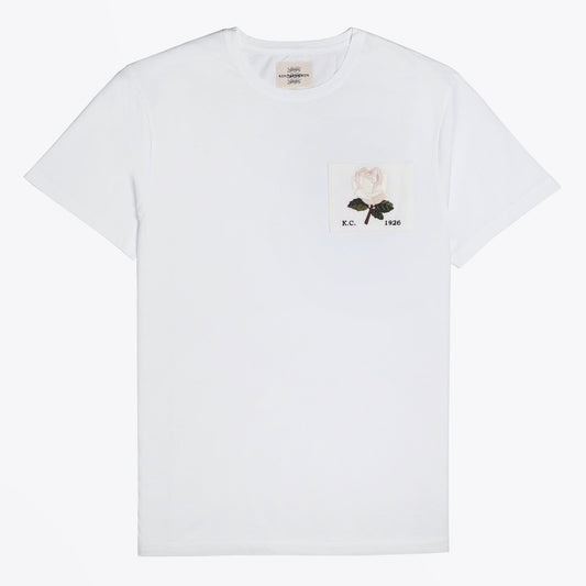 - Embroidered Rose Patch T-Shirt - White
