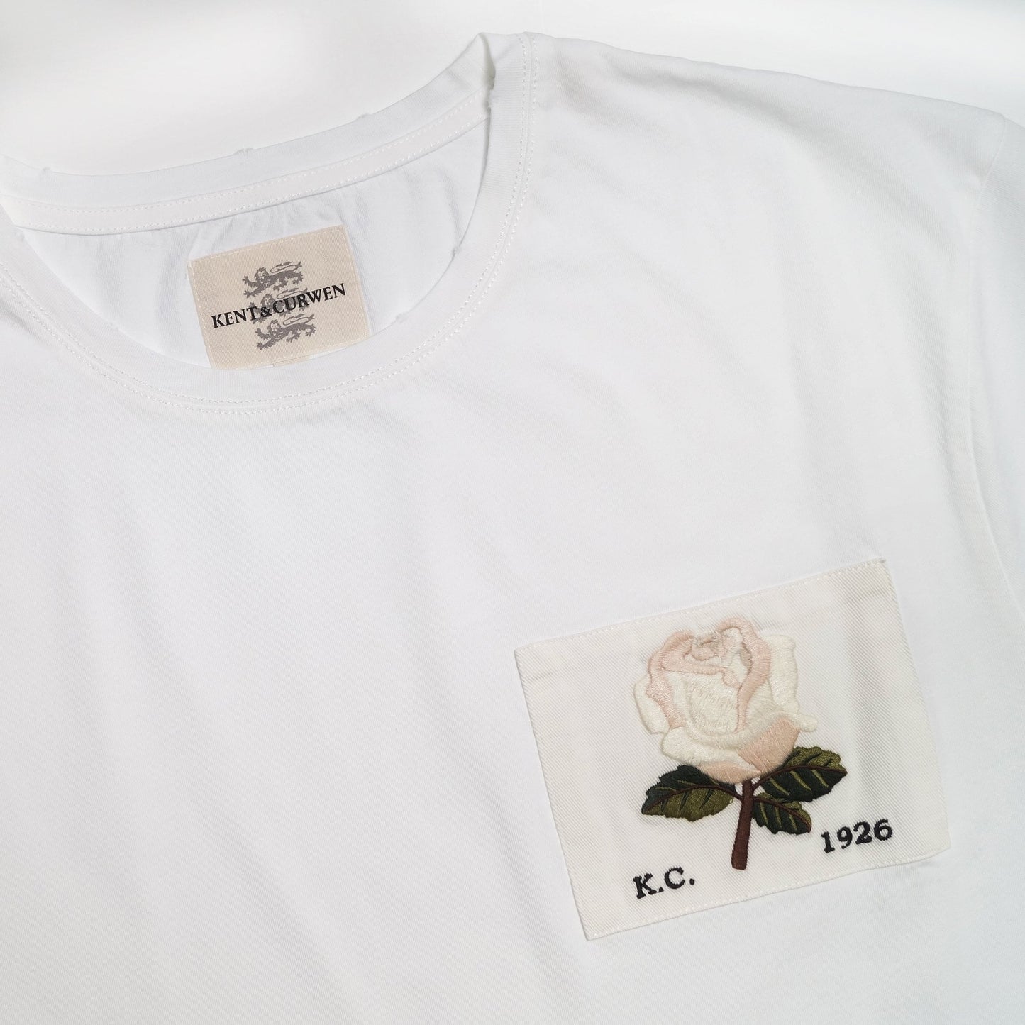 - Embroidered Rose Patch T-Shirt - White