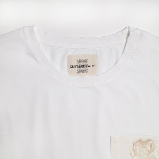 - Embroidered Rose Patch T-Shirt - White