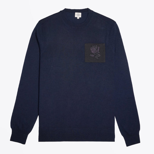 - Crew Neck Knitted Sweater - Navy
