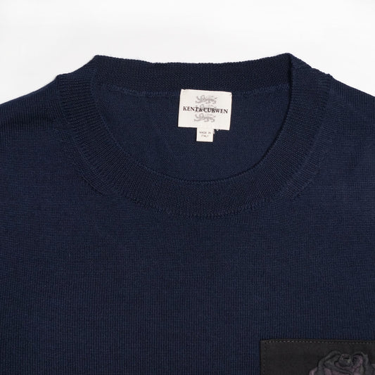 - Crew Neck Knitted Sweater - Navy