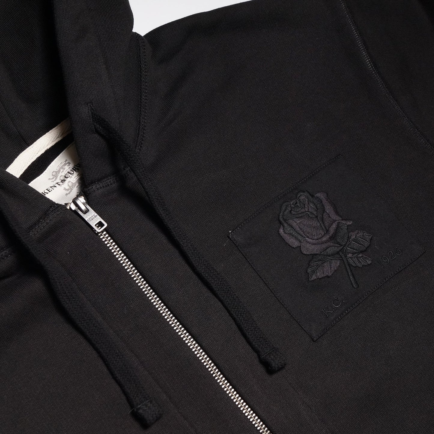 Hooded Rose Patch Sweatshirt - Black