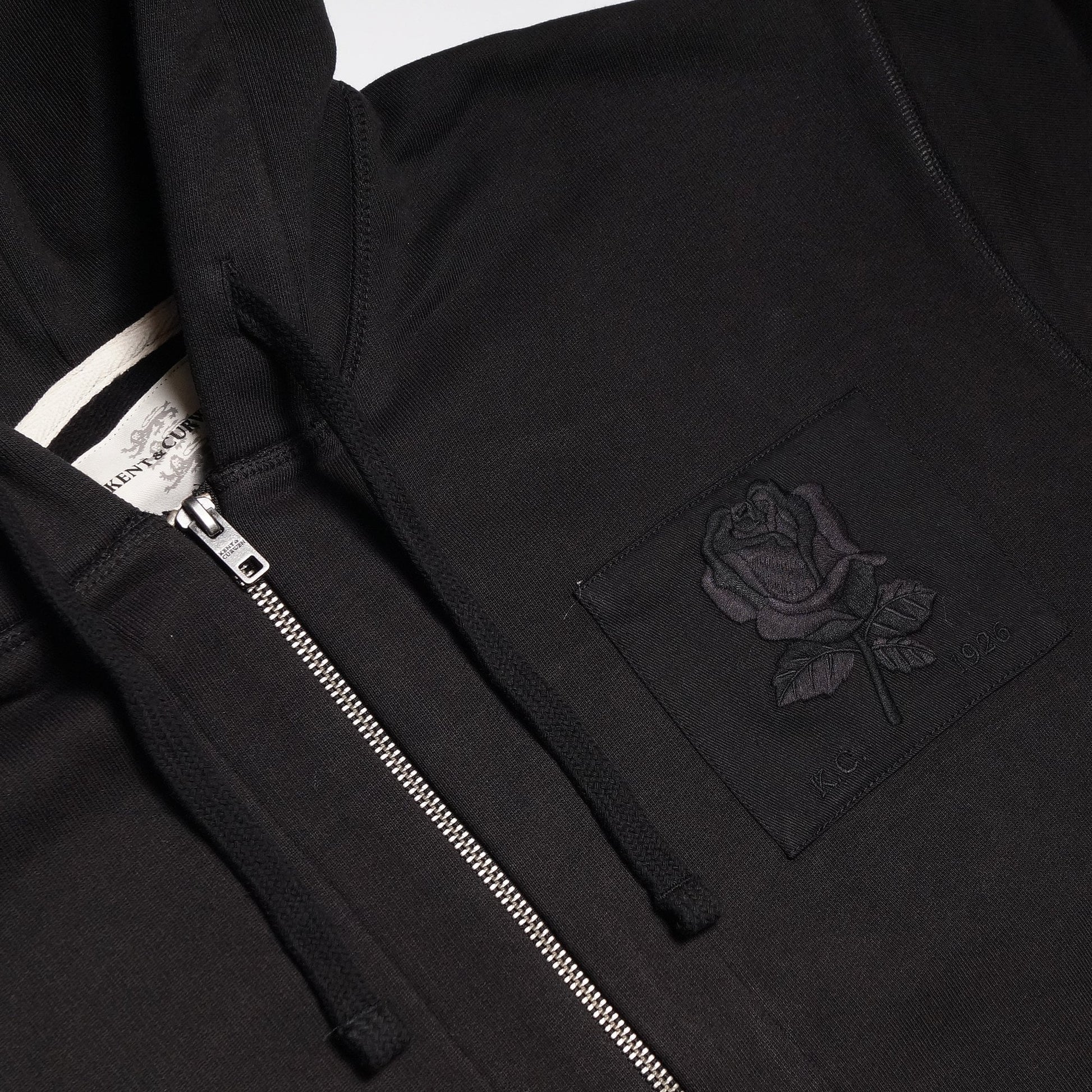 Kent Hooded Rose Patch Sweatshirt - Black