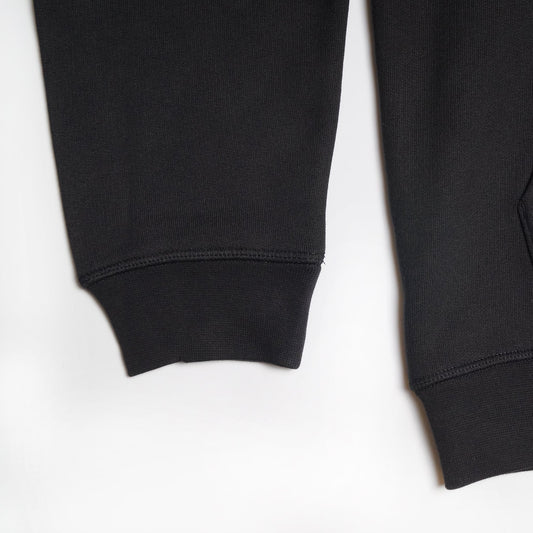 Hooded Rose Patch Sweatshirt - Black