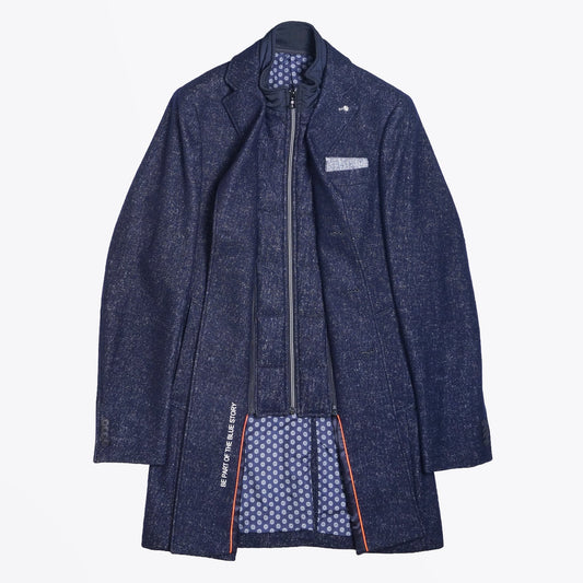 - Wool Speckled Overcoat - Navy
