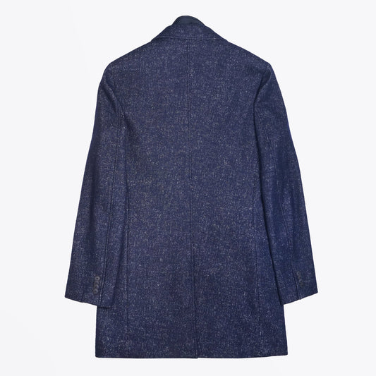 - Wool Speckled Overcoat - Navy