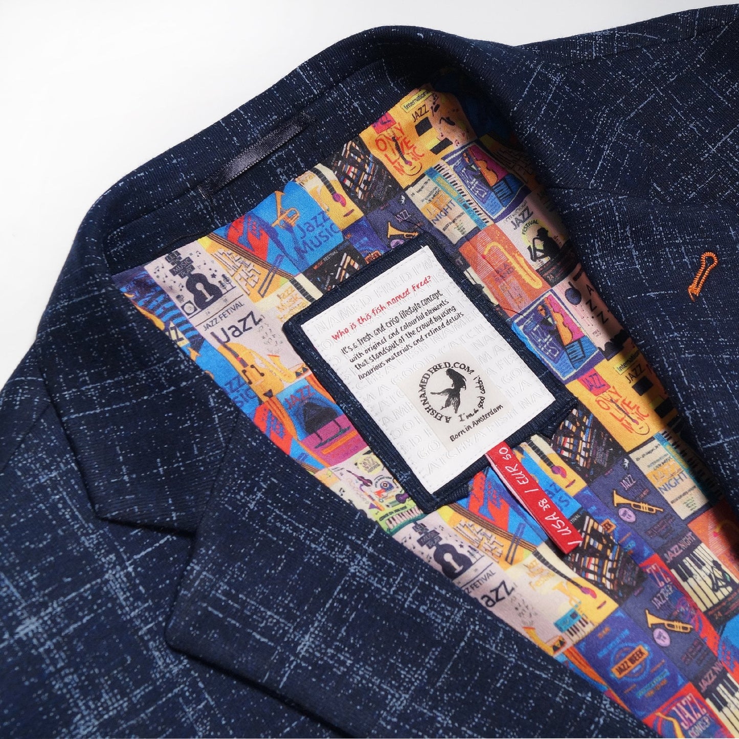 - Cross-Hatch Jersey Blazer - Navy