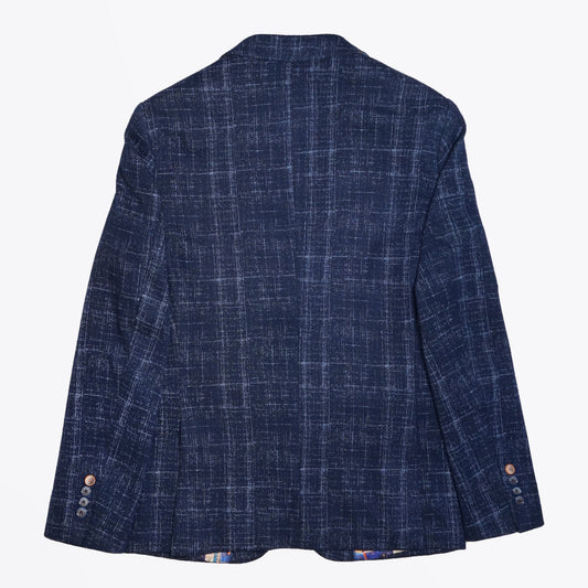 - Cross-Hatch Jersey Blazer - Navy