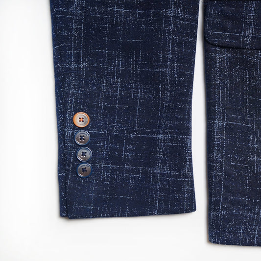 - Cross-Hatch Jersey Blazer - Navy