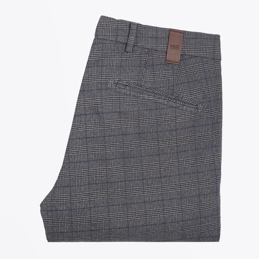 Leo - Checked Trousers - Grey/Blue